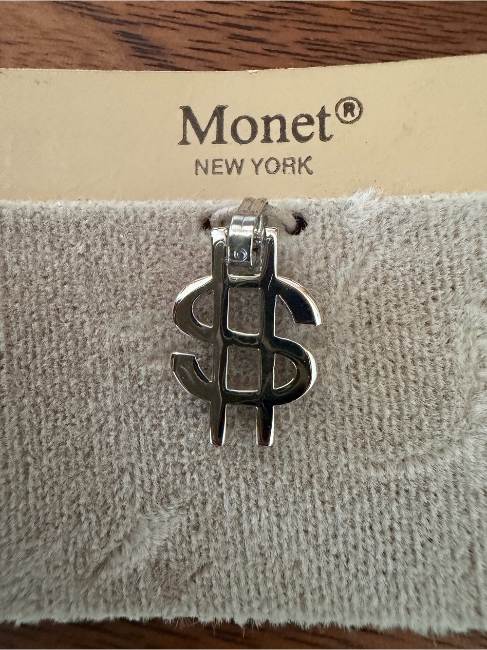 NEW Monet Silver Tone Dollar Sign Pendant Charm! Money Sign!